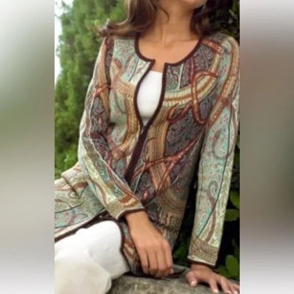 Peruvian Connection Long Cardigan Paisley Multicolor Size XL - Picture 1 of 6